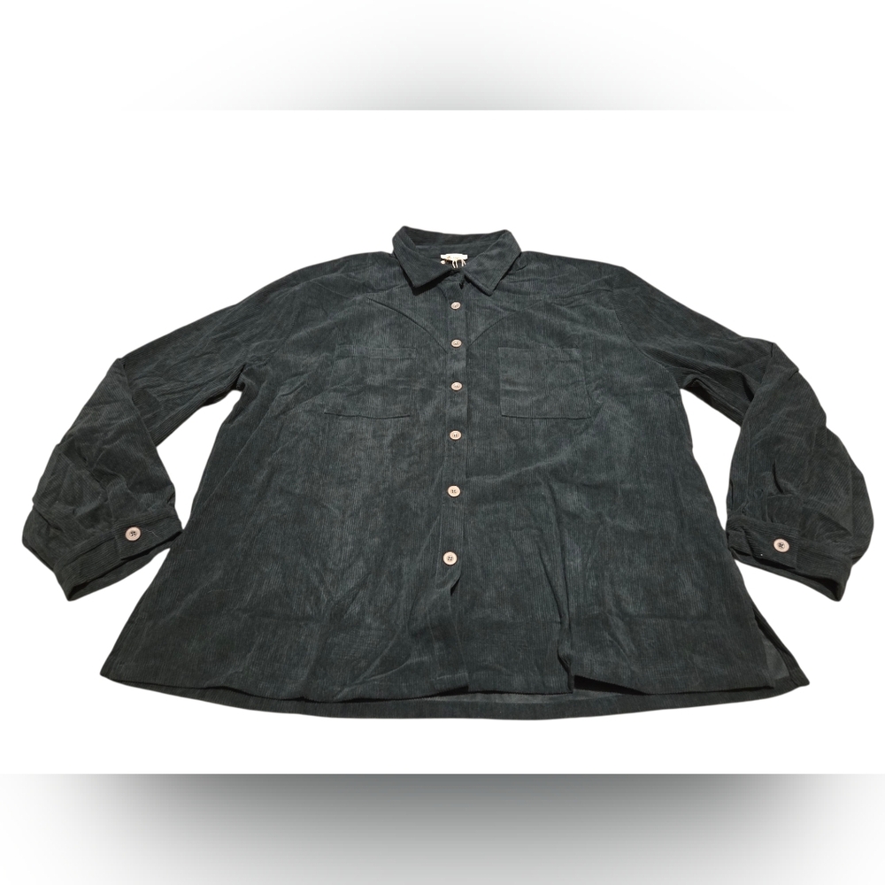 Women’s XL Ott Blue Corduroy Button-Down Shirt